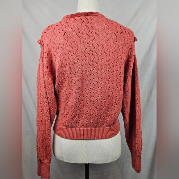 Marc New York Womens Knit Ruffle Sweater Faded Rose S Coquette Feminine‎ Boho - Picture 2 of 6